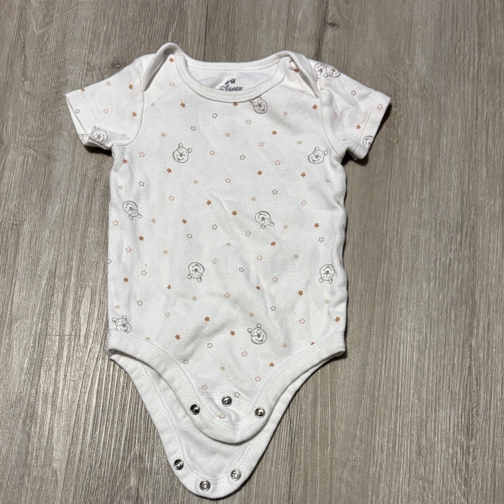 Disney White Bodysuit with‎ Bear and Star Print
